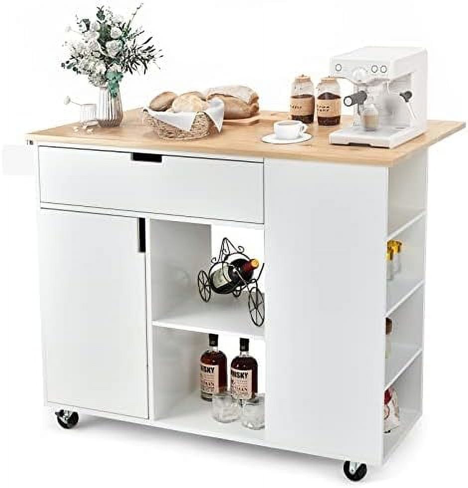 SPBOOMlife Kitchen Island with Drop Leaf Rolling Kitchen Cart with