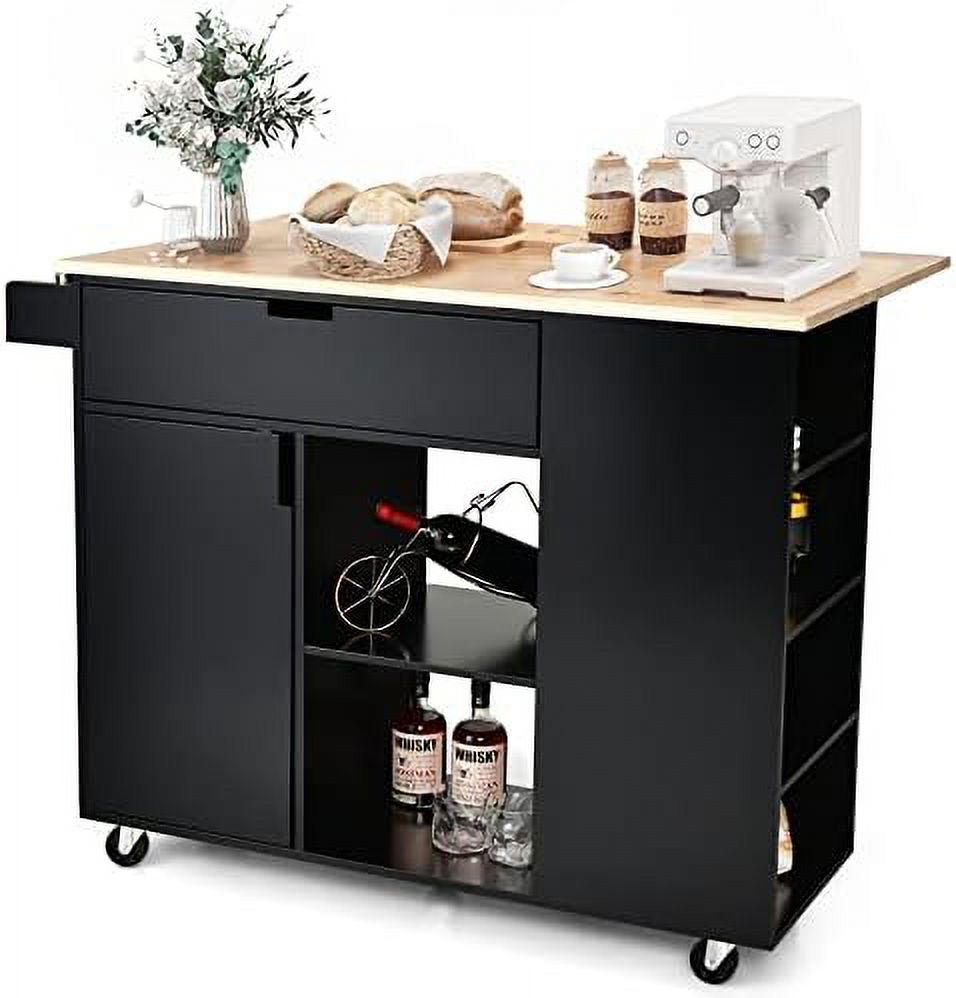 SPBOOMlife Kitchen Island with Drop Leaf Rolling Kitchen Cart with