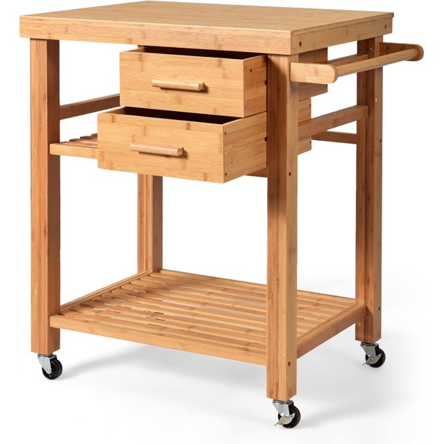 SPBOOMlife Kitchen Island with Rolling Kitchen Cart with Shelves and