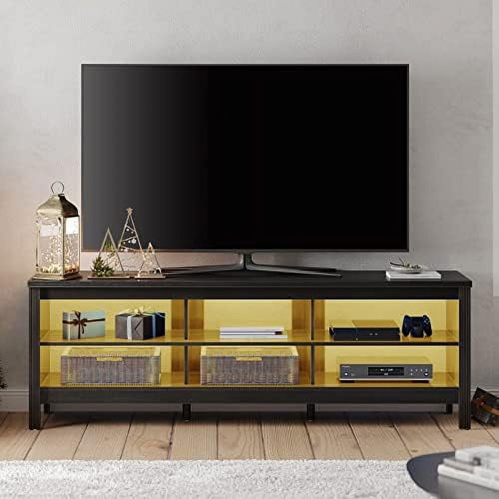SPBOOMlife LED TV Stand for 75 inch TV Entertainment Center Espresso