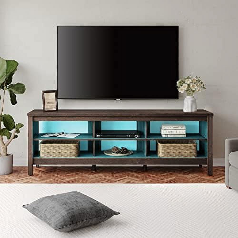 SPBOOMlife LED TV Stand for 75 inch TV Entertainment Center Espresso