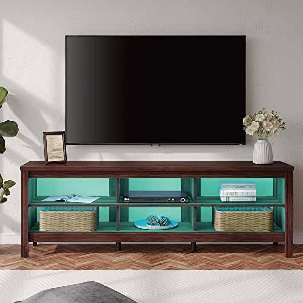 SPBOOMlife LED TV Stand for 75 inch TV Entertainment Center Espresso
