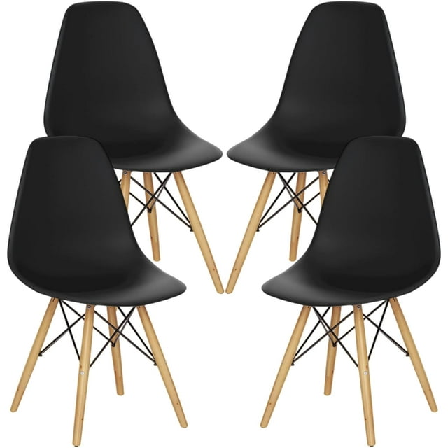 SPBOOMlife Mid Century Modern Dining Chairs Set of 4 DSW Chairs Plastic Shell Chairs with Wood