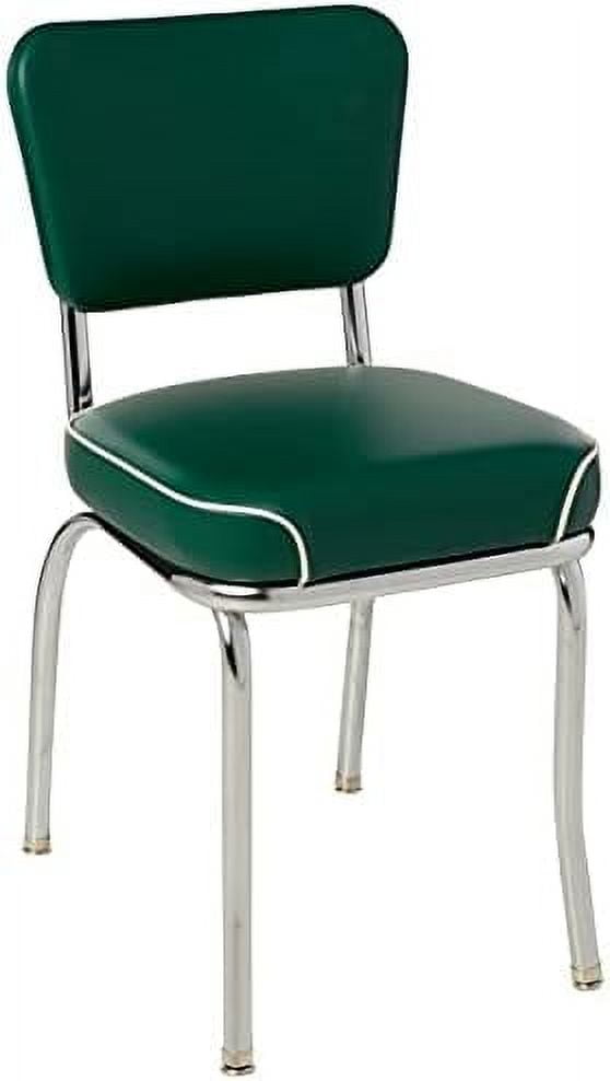 SPBOOMlife Retro Chrome Kitchen Chair with 2" Waterfall Seat Green