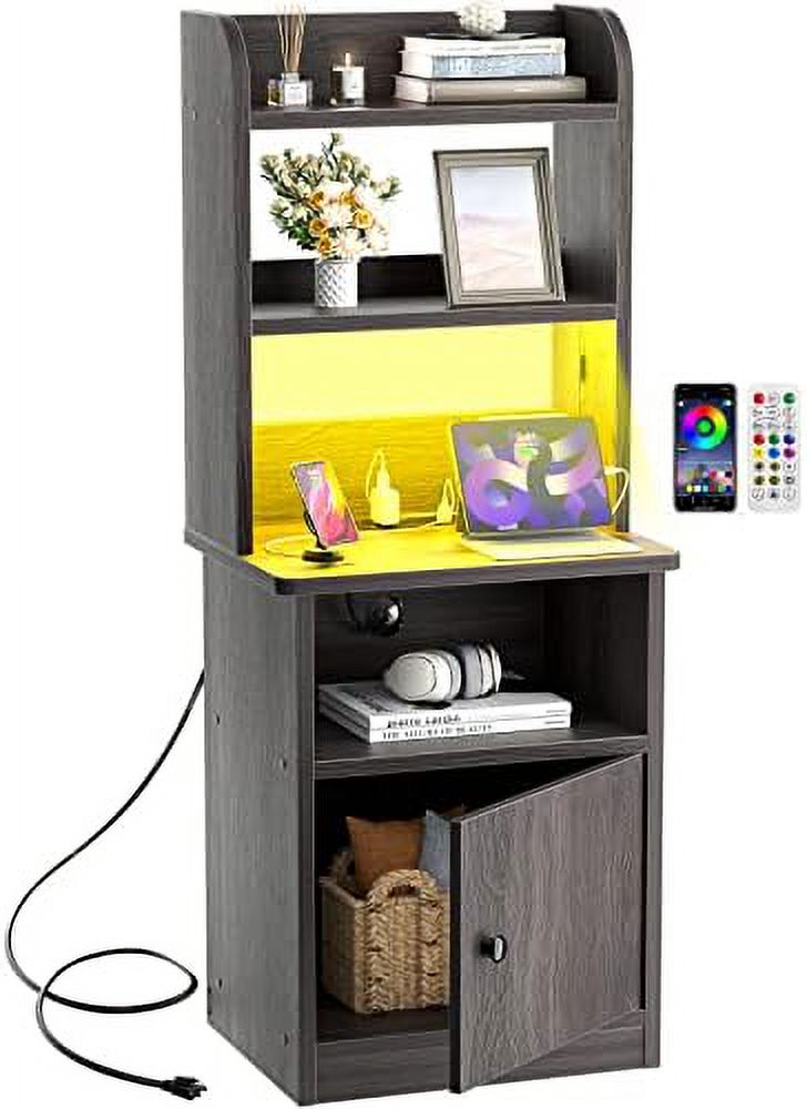 SPBOOMlife Tall Nightstands with Charging Station and LED Lights 47