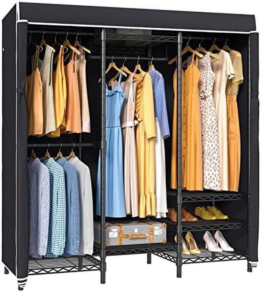 SPBOOMlife V5C Heavy Duty Covered Clothes Rack Portable Bedroom