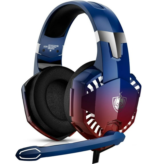 SPBPQY G2000 Gaming Headsets, Surround Stereo Gaming Headphones with Noise Cancelling Mic, LED Lights & Soft Memory Earmuffs for PS5/ PS4/ Xbox One/Nintendo Switch Mac Computer Games- Brilliant Blue