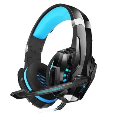 SPBPQY G9000 Stereo Gaming Headsets for PC P4 P5 Controller, Noise Cancelling Over Ear Headphones with Mic, LED Light, Bass Surround, Soft Memory Earmuffs (Blue)
