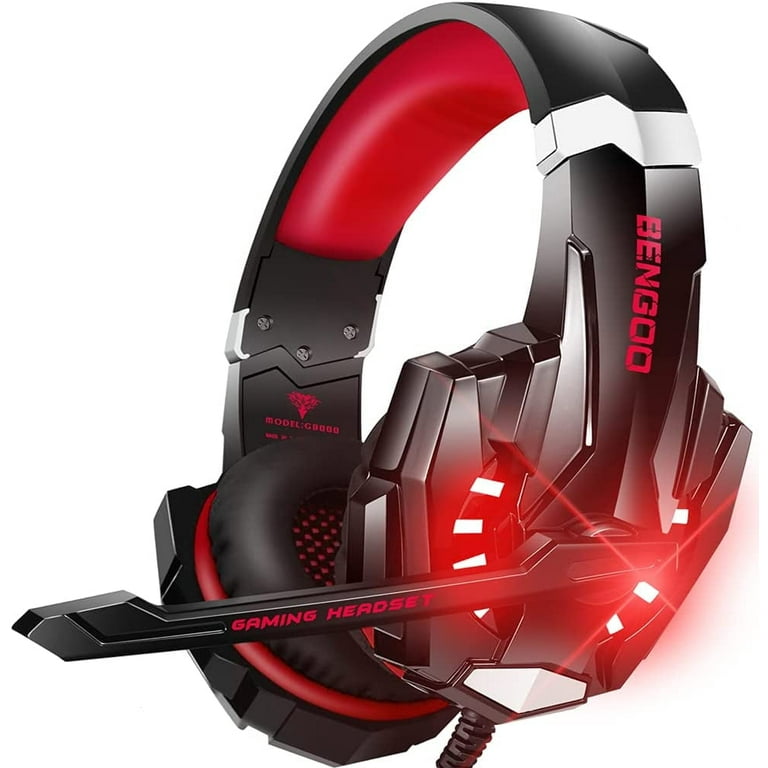 SPBPQY G9000 Gaming Headsets for PS4 PS5 PC Xbox One Noise Cancelling Mic LED Light Red Walmart