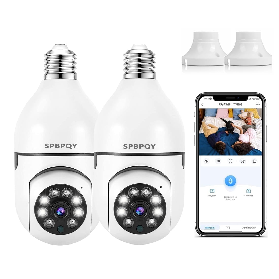 SPBPQY Light Bulb Camera, 2 Pack Security Camera 1080p, 2.4GHz WiFi