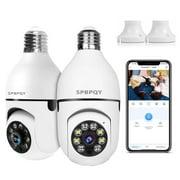 SPBPQY Light Bulb Camera, 2 Pack Security Camera 1080p, 2.4GHz WiFi, 360 Surveillance Camera