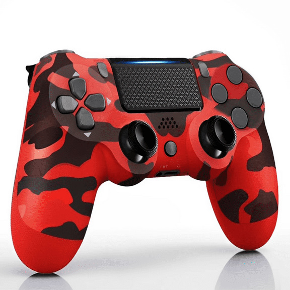 SPBPQY Wireless Game Controller Compatible with P4,Analog Sticks/6-Axis Motion Sensor With Charging Cable- Red Camo