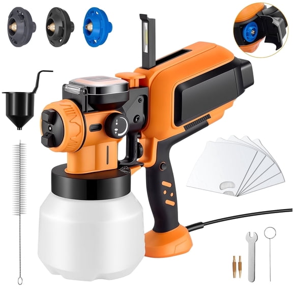 SPBTAR 1000W Paint Sprayer, Electric HVLP Spray Paint Gun with 1500ML Container, 3 Nozzles 3 Spray Patterns Stain Sprayer for House Painting, Fence, Walls, Furniture, Garden Chairs