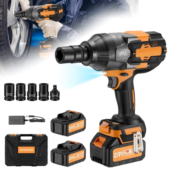 SPBTAR 3/4" Cordless Impact Wrench Kit, 1800N·m High Torque Brushless Motor, 21V 4.0Ah x2 Battery, 13PCS Socket Set for Car, Truck, RV, Farm & DIY