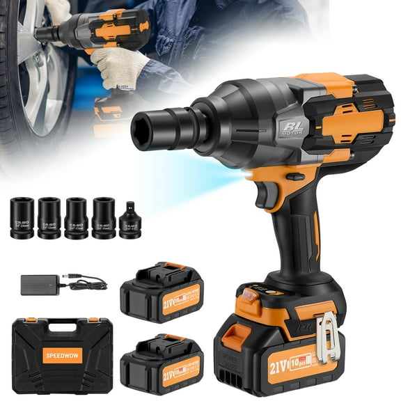 SPBTAR 3/4" Cordless Impact Wrench Kit, 1800N·m High Torque Brushless Motor, 21V 4.0Ah x2 Battery, 12PCS Socket Set for Car, Truck, RV, Farm & DIY