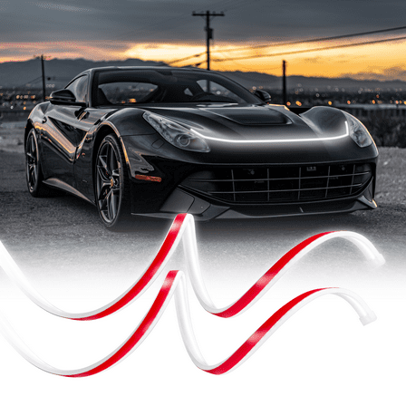 SPBTAR Car RGB Hood Lights, 59" White LED Car Lights Exterior Waterproof RGB Light for Car, Universal Engine Cover Decoration Accessories for Cars,Dynamic Scan Start-up Effect