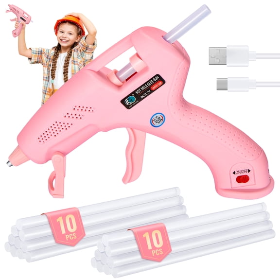 SPBTAR Cordless Hot Glue Gun, Fast Preheating with 2Ah Built-in Battery, Hot Melt Glue Gun with Stand, 20pcs Premius Mini Glue Sticks, Smart Power-Off, USB-C Charging for DIY Gift, Crafts and Arts