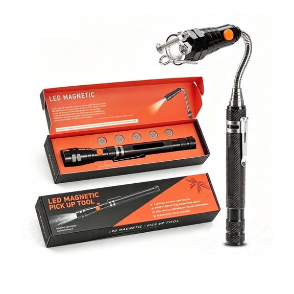 SPBTAR Telescoping Magnetic Flashlight, 22" LED Extendable Work Light with 360 Swivel Magnet Head, Pickup Tool, Gifts for Men Women Dad Husband Mechanic