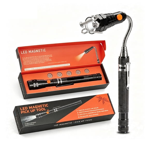 SPBTAR Telescoping Magnetic Flashlight, 22" LED Extendable Work Light with 360 Swivel Magnet Head, Pickup Tool, Gifts for Men Women Dad Husband Mechanic