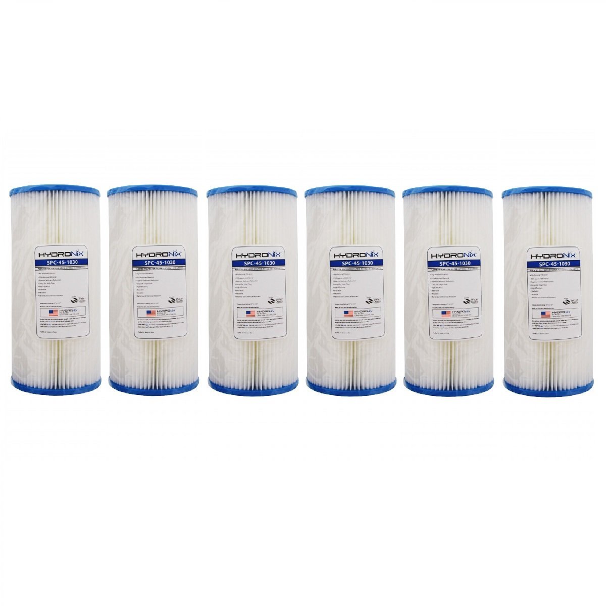 SPC-45-1030 R30-BB & RS6 Compatible Sediment Pleated Water Filter Washable Reusable 4.5 x 10 - 30 micron (6 Pack)