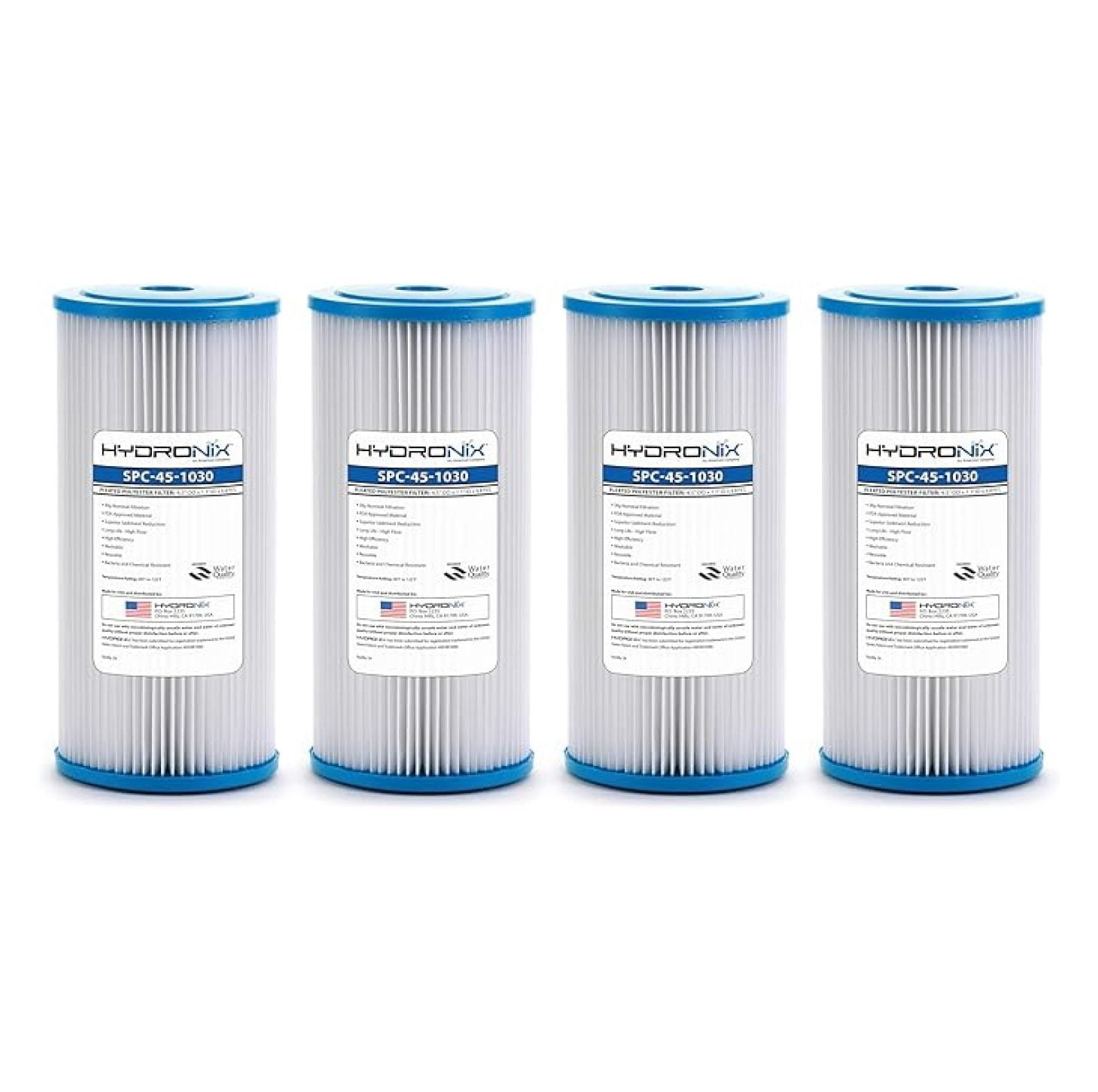 SPC-45-1030 R30-BB & RS6 Compatible Whole House Sediment Pleated Water Filter Washable and Reusable 4.5 x 10-30 Micron - 4 Pack