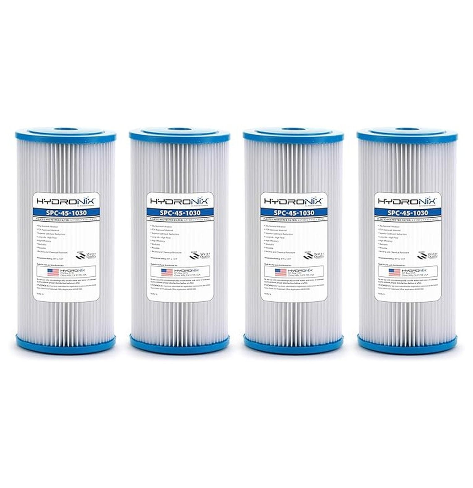 SPC-45-1030 R30-BB & RS6 Compatible Whole House Sediment Pleated Water Filter Washable and Reusable 4.5 x 10-30 Micron - 4 Pack