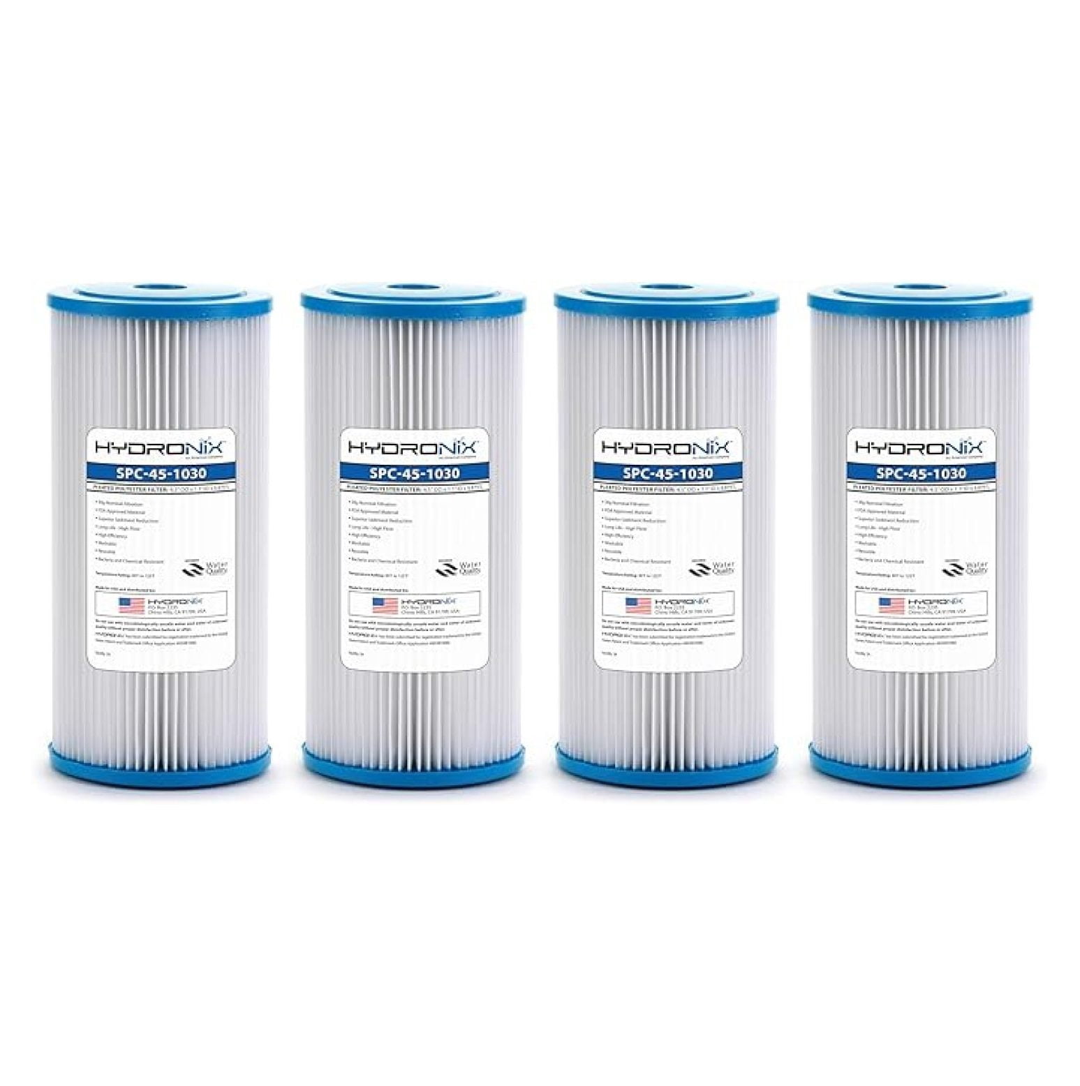 SPC-45-1030 R30-BB & RS6 Compatible Whole House Sediment Pleated Water Filter Washable and Reusable 4.5 x 10-30 Micron - 4 Pack