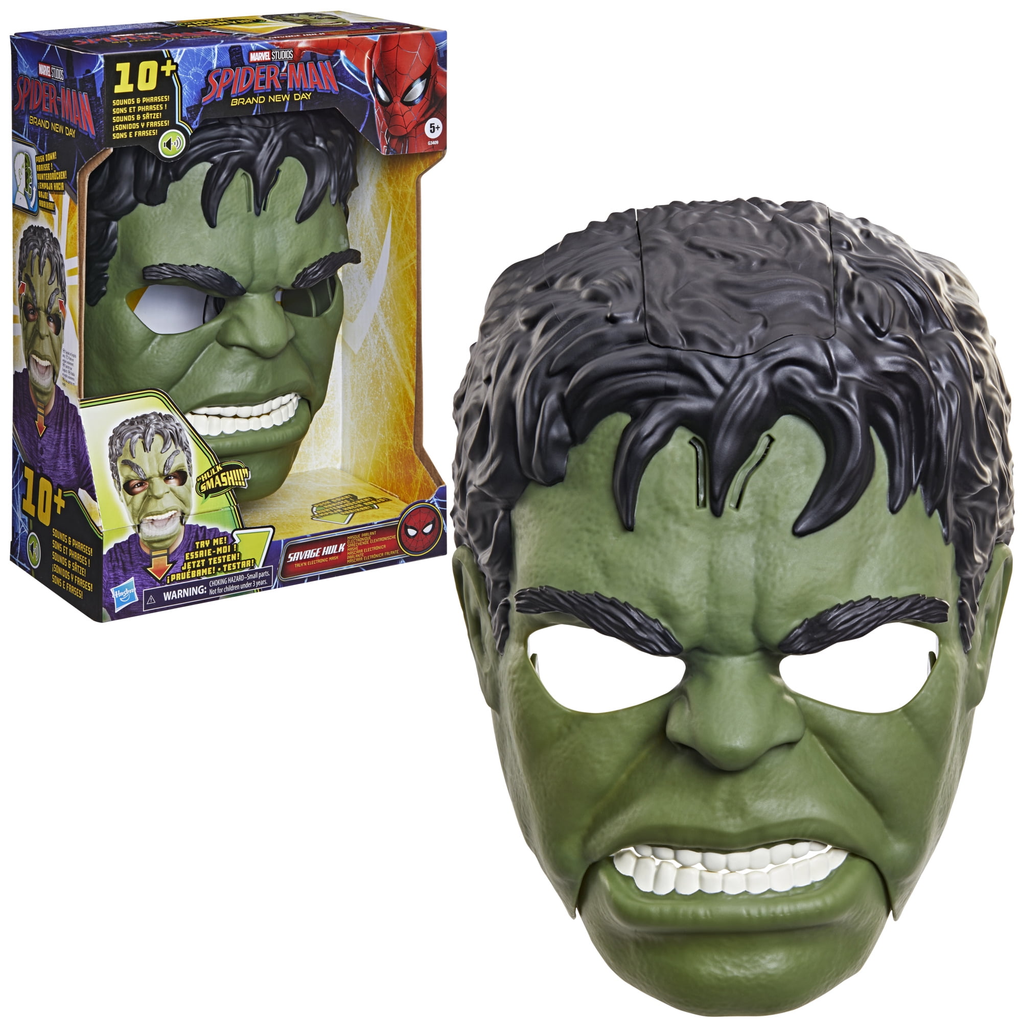 Marvel Studios Spider-Man Brand New Day Savage Hulk Talk’n Electronic Mask, Ages 5 and up