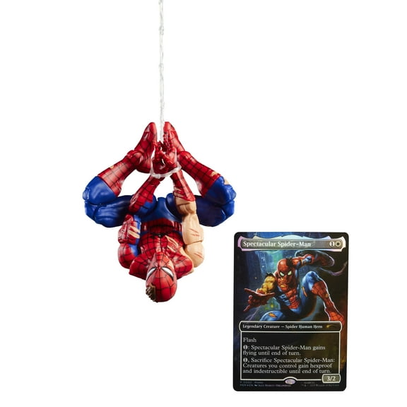 Marvel Legends Series Magic: The Gathering Battle-Damaged Spider-Man, 6" Action Figure plus Exclusive Foil Trading Card