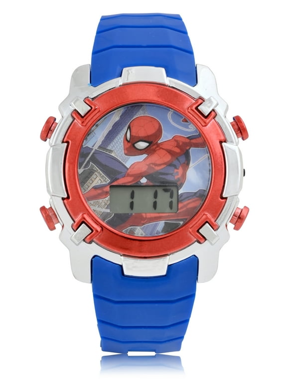 SPD4941WM Spiderman Kids Flashing Lights LCD Watch with Plastic Strap
