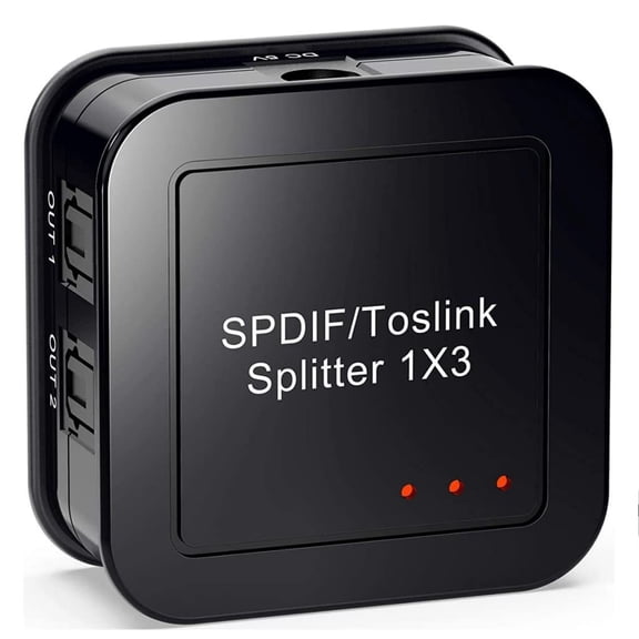 SPDIF/Toslink Digital Optical Audio Splitter 1 Input to 3 Output Converter for Home Theater Sound Systems