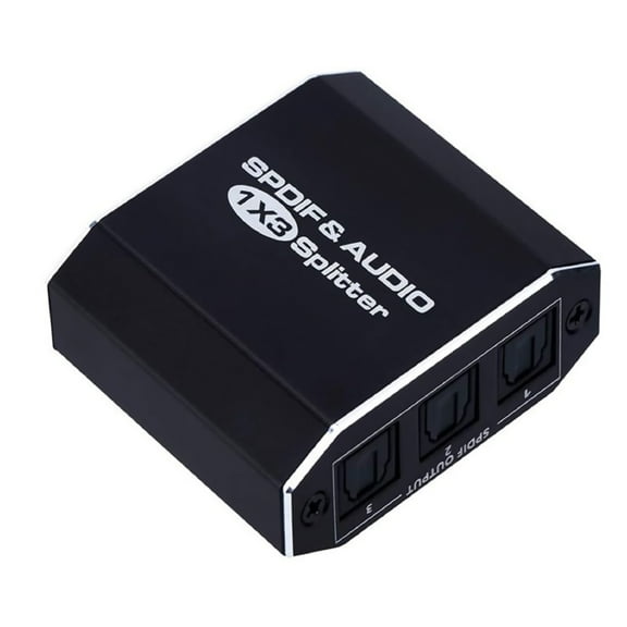 SPDIF Toslink Optical Audio Splitter 1 in 3 Out Aluminum Alloy Shielding LPCM2.0/DTS/Dolby-AC, for High-Fidelity Audio