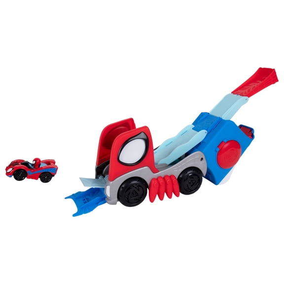 MARVEL Spidey and His Amazing Friends Transforming Hauler Raceway - 9 inch Vehicle and Trackset with Exclusive Amazing Metal