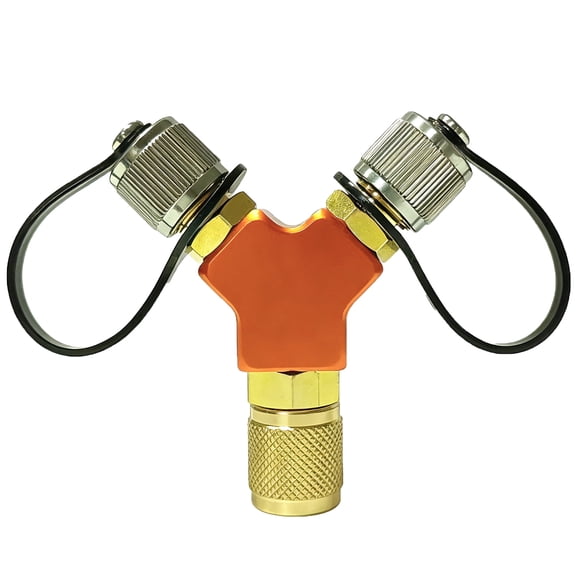 HVAC Rapid-Y Vacuum Fitting for Refrigerant Faster Evacuation and Recovery, Large Internal Diameter -2-Way Hose Splitter for HVAC - 2 x 3/8 to 1 x 3/8, Solid Brass