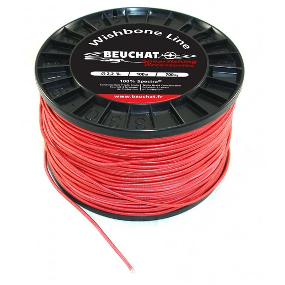 SPEARFISHING WORLD 2.2 mm Triple Jacket Spectra Line for Speargun Band Wishbone or Shooting Line - Super High Abrasion Resistant - 1540# (700 kg) Strength - Red