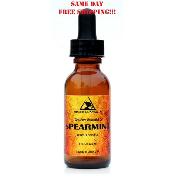 SPEARMINT ESSENTIAL OIL AROMATHERAPY NATURAL 100% PURE GLASS DROPPER 1 OZ, 30 ml