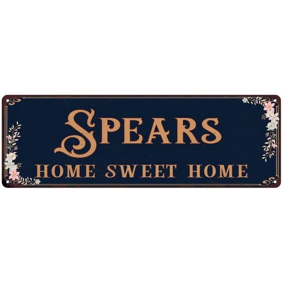SPEARS Home Sweet Home Victorian Look Gift 6x18 Metal Sign 206180046562