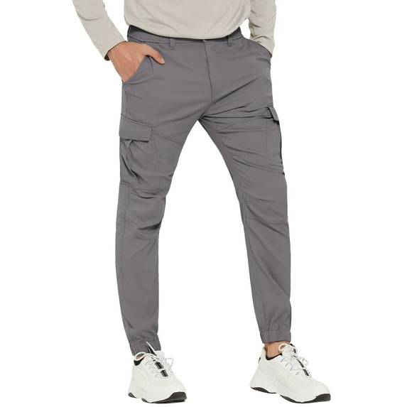 SPECIAL MAGIC Men's Hiking Cargo Pants Slim Fit Stretch Jogger Cycling Waterproof Outdoor Trousers with Pockets(Grey 38)