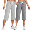 thumbnail image 1 of 2-Pack SPECIAL MAGIC Women's Capri Pants Wide Leg Cotton Yoga Sweatpants with Pockets Casual Lounge Jogger Pants, 1 of 7