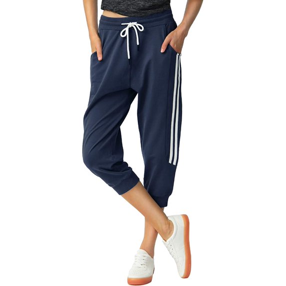 SPECIAL MAGIC Women’s Capri Sweatpants Jogger Cargo Pants with Pockets Female (Navy XL)