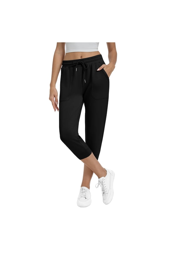 Women's High Waisted Scuba Capri Pants with Pockets Soft Lightweight