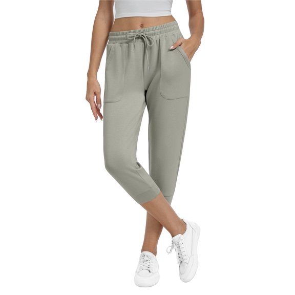 SPECIAL MAGIC Women's High Waisted Scuba Capri Pants with Pockets Soft Lightweight