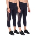 thumbnail image 1 of SPECIAL MAGIC Women's Mid Waist Side Mesh Dry Fit Workout Capri Leggings with Inner Pocket,2-Pack Black, 1 of 8