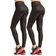 thumbnail image 1 of SPECIAL MAGIC Women's Stretchy Mid Waist Workout Leggings with Hidden Pocket,2-Pack Black, 1 of 5