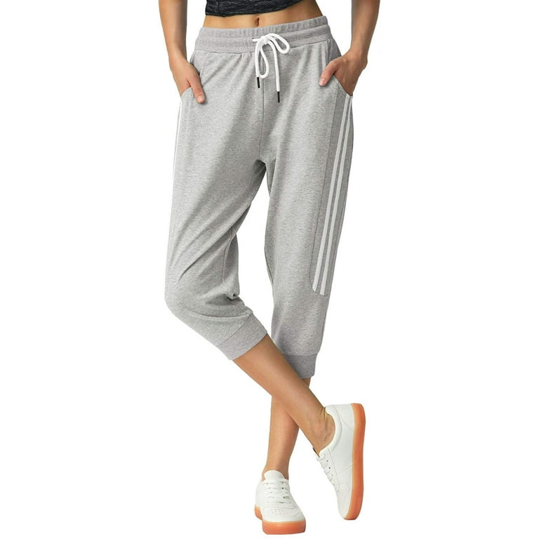 SPECIAL MAGIC Women s Sweat pants Capri Joggers Sweatpants Cargo Pants Jogging Pants for Women with Pockets Female Light Grey S