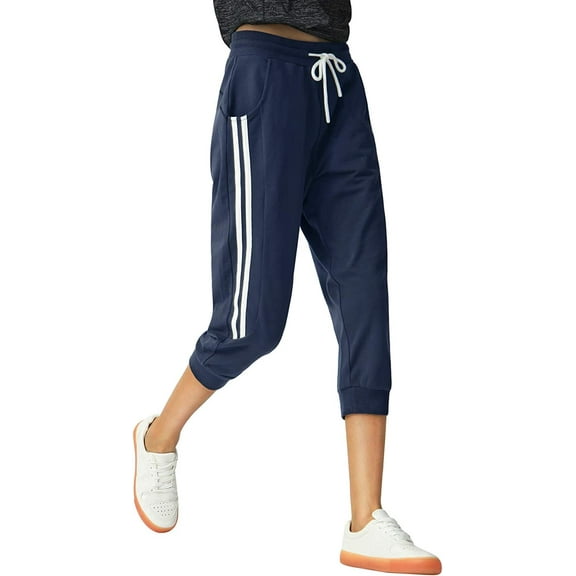 SPECIAL MAGIC Women's Sweat pants Capri Joggers Sweatpants Cargo Pants Jogging Pants for Women with Pockets Female(Navy M)
