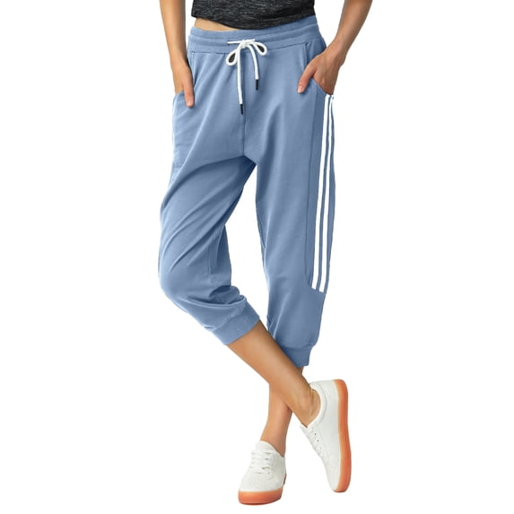 SPECIAL MAGIC Women's Capri Sweatpants Jogger Pants with Pockets Cotton Stretch Lounge Athletic Pants for Running Yoga Gym