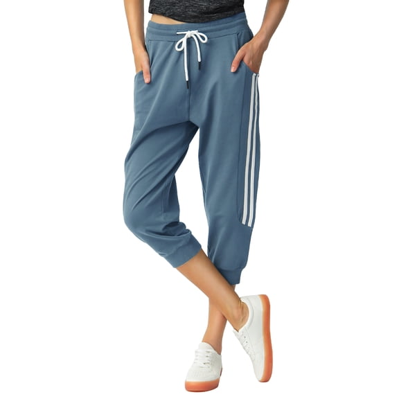 SPECIAL MAGIC Women's Capri Sweatpants Jogger Pants with Pockets Cotton Stretch Lounge Athletic Pants for Running Yoga Gym