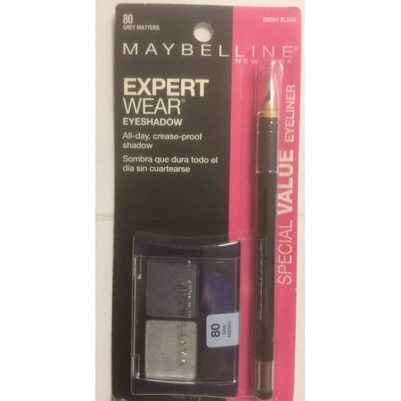 SPECIAL VALUE MAYBELLINE EYESHADOW EXPERT WEAR DUO GREY MATTERS WITH EBONY BLACK EYELINER.