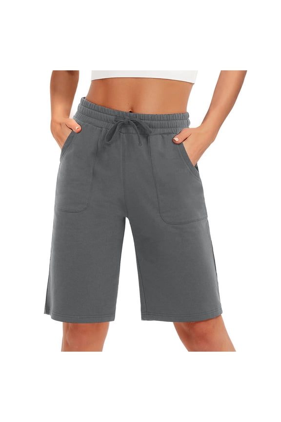 SPECIALMAGIC Cotton Sweat Shorts with Pockets for Women 10" Athletic Lounge Sports Workout Bermuda Knee Shorts